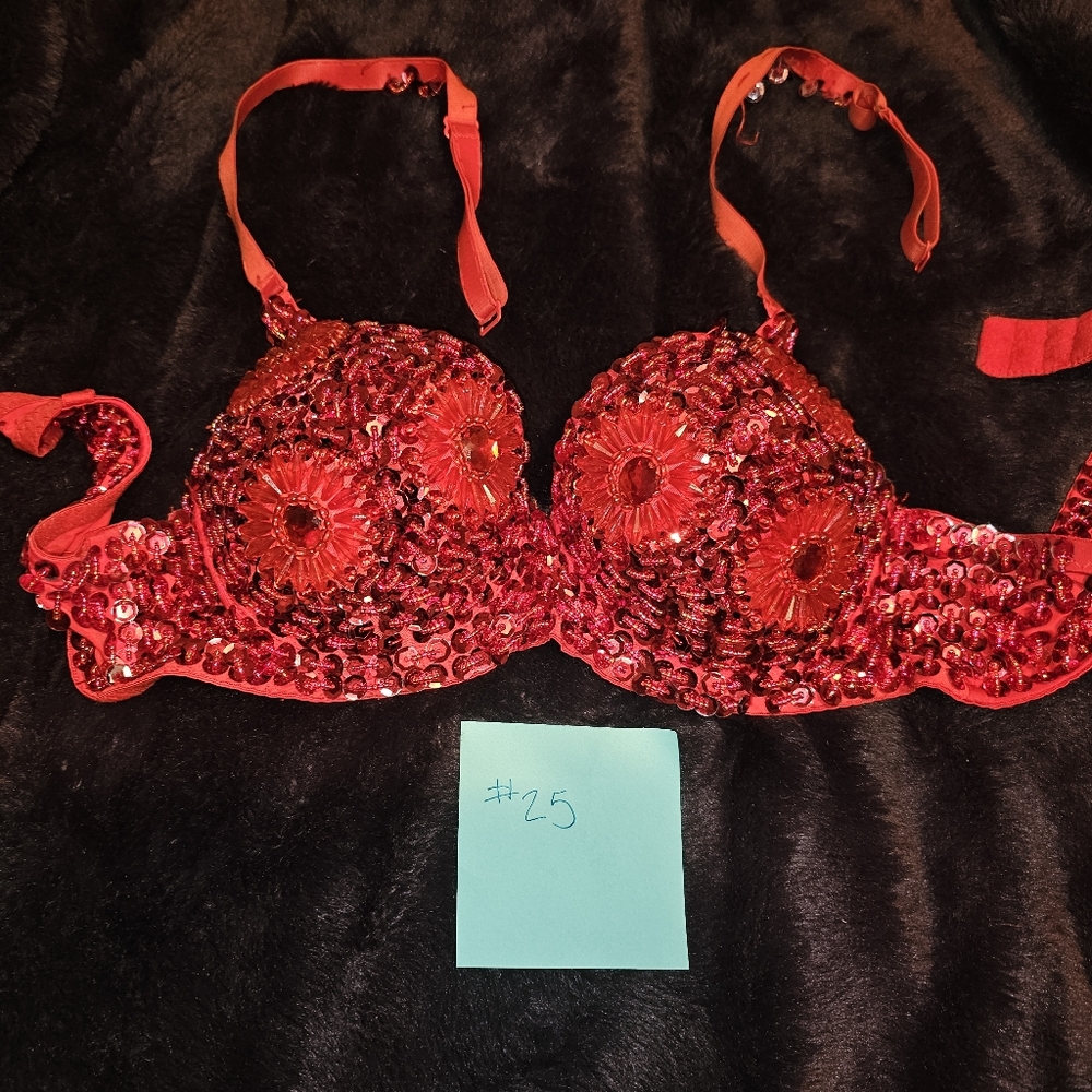 Red Sequin Bra Costume - image 1